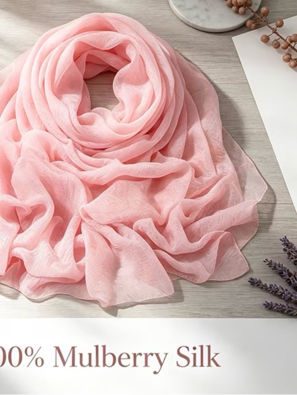 Light Pink Mulberry Silk Wrap - Women's Soft Scarf